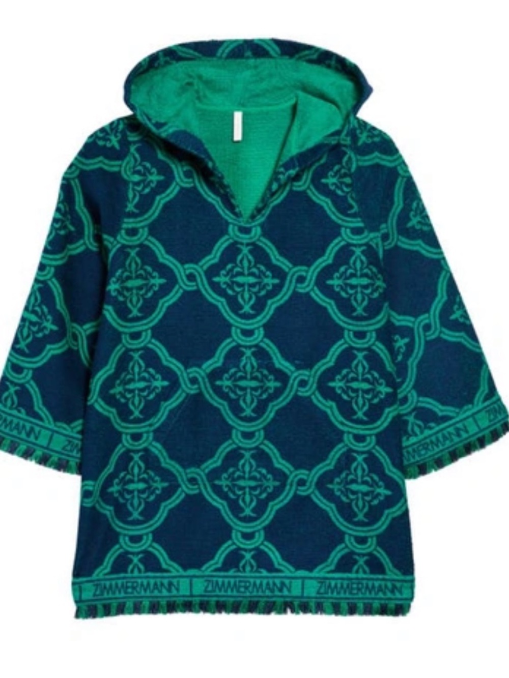 Zimmermann Kids Navy & Teal Hooded Tunic with Geometric Motif
